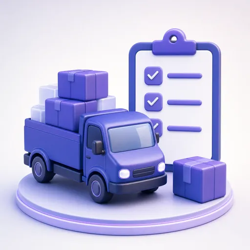 Emblema 3D de proveedores: cajas de despacho listas para recibir.